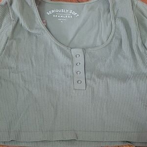AEROPOSTLE Women's Olive  Green Ribbed Top